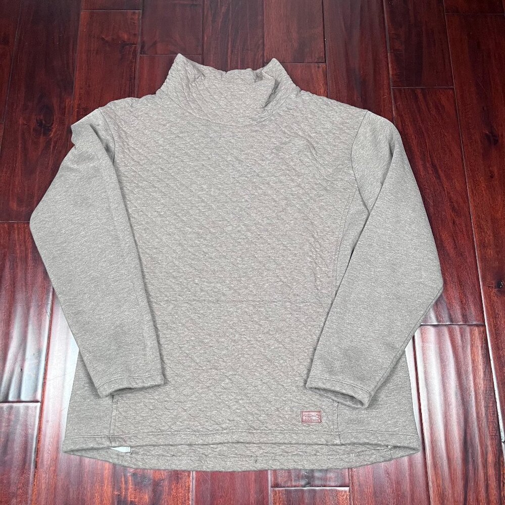 L. L. Bean Quilted Pullover Mock Vintage Olive Woman Large
